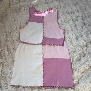 Ardene Patchwork Two Piece Set | Y2K Aesthetic | Crop Top & Skirt | Size M/L